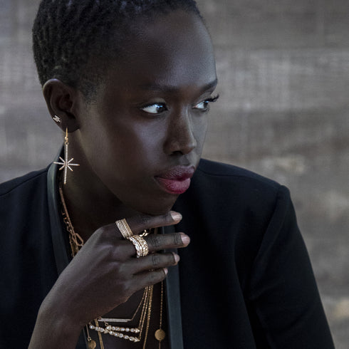 in black gold with white diamonds<br>shop the look > stargazing  <span class='visuallyhidden'>Call, text 323-404-2959 for shopping help.</span>